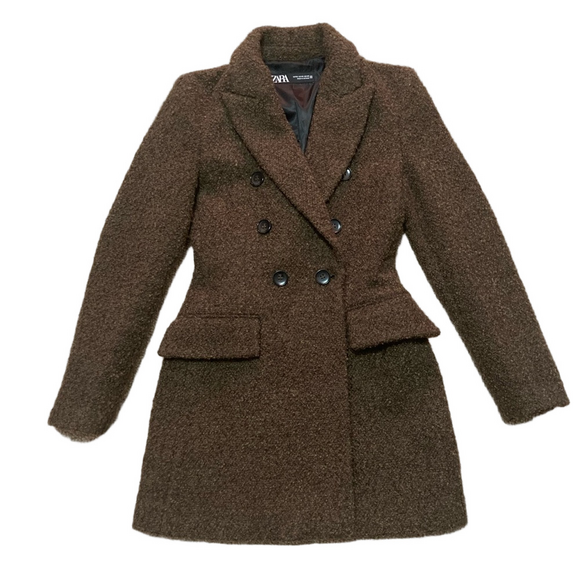 Zara Women's Brown Wool Blend Coat - Picture 3 of 4